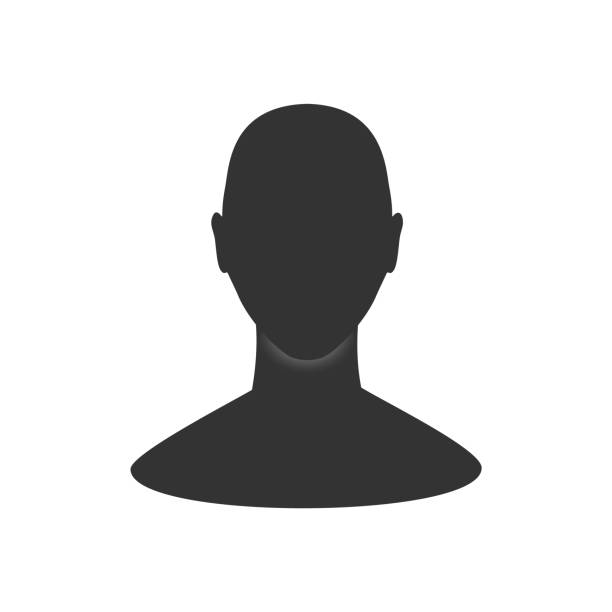 Man profile avatar silhouette. Front view of an anonymous male person face