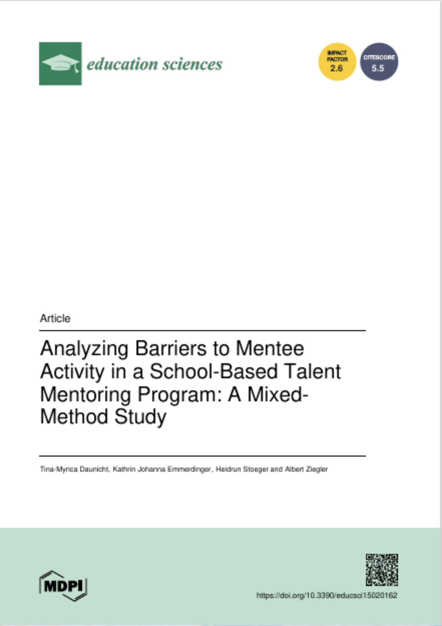 Analyzing barriers to mentee activity in a school-based talent mentoring program: A mixed-method study