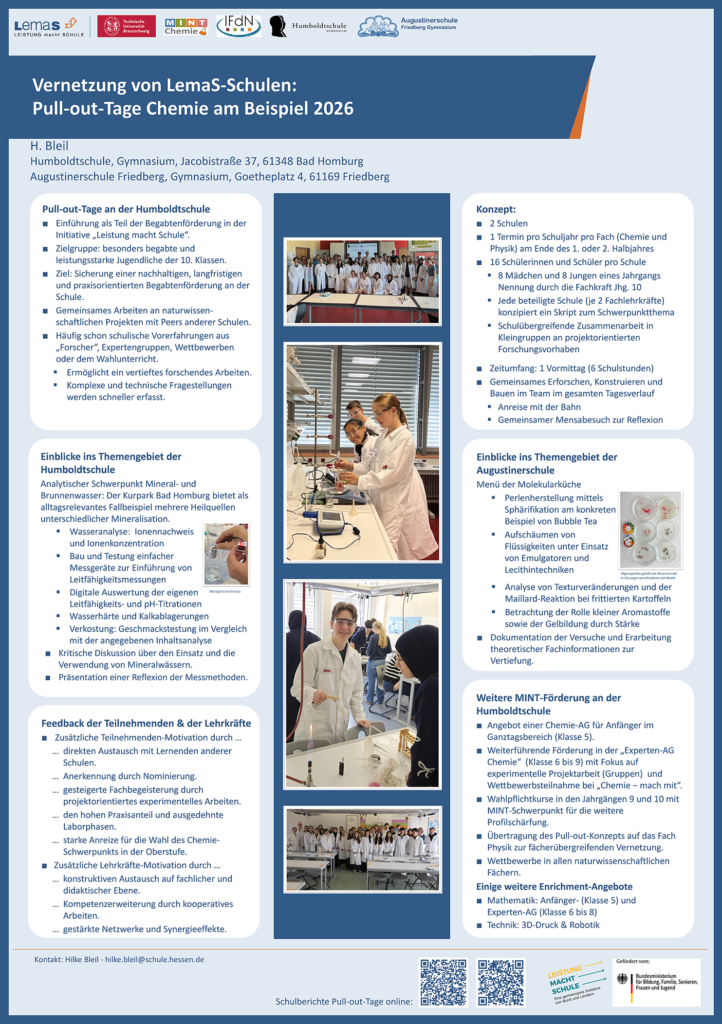 Humboldtschule Bad Homburg: Vernetzung von LemaS-Schulen: Pull-out-Tage Chemie am Beispiel 2026 Humboldtschule Bad Homburg: Vernetzung von LemaS-Schulen: Pull-out-Tage Chemie am Beispiel 2026
