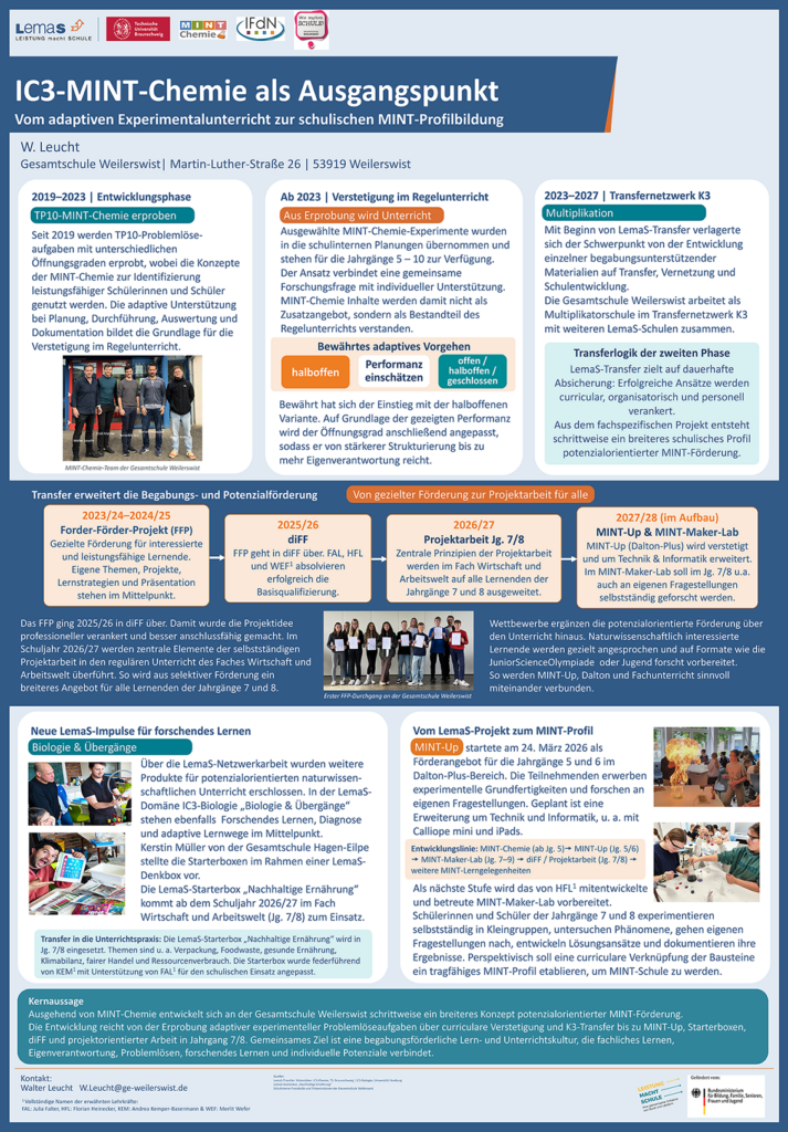 Gesamtschule Weilerswist: Vom adaptiven Experimentalunterricht zur schulischen MINT-Profilbildung Gesamtschule Weilerswist: Vom adaptiven Experimentalunterricht zur schulischen MINT-Profilbildung